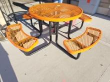 Orange rubber coated out door round bench 46" Diameter