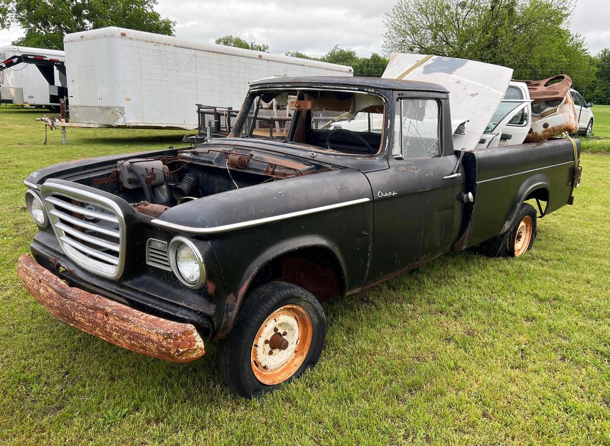 Old Studebaker Truck with Misc. Car Parts In The Back