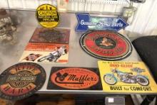 Lot of Misc. Metal Signs - Harley Davidson, Budweiser and Genuine Ford Parts