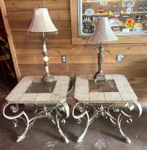 Set of End Tables and 2 Lamps