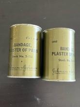 (2) WWII U.S. Army Plaster Bandage Cans
