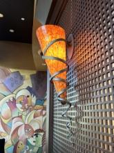(2) 8" Round Cone Decor Blown Glass w/Metal Frame Wall Sconce Light Fixtures