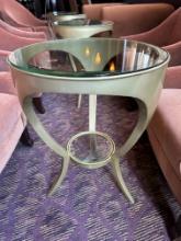 20.25" Round x 27.25"H Gold Frame Glass Top Cocktail Table