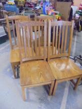 Set of 4 Solid Oak Dining Chairs