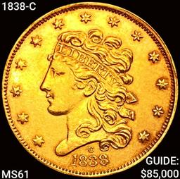 1838-C $5 Gold Half Eagle UNCIRCULATED