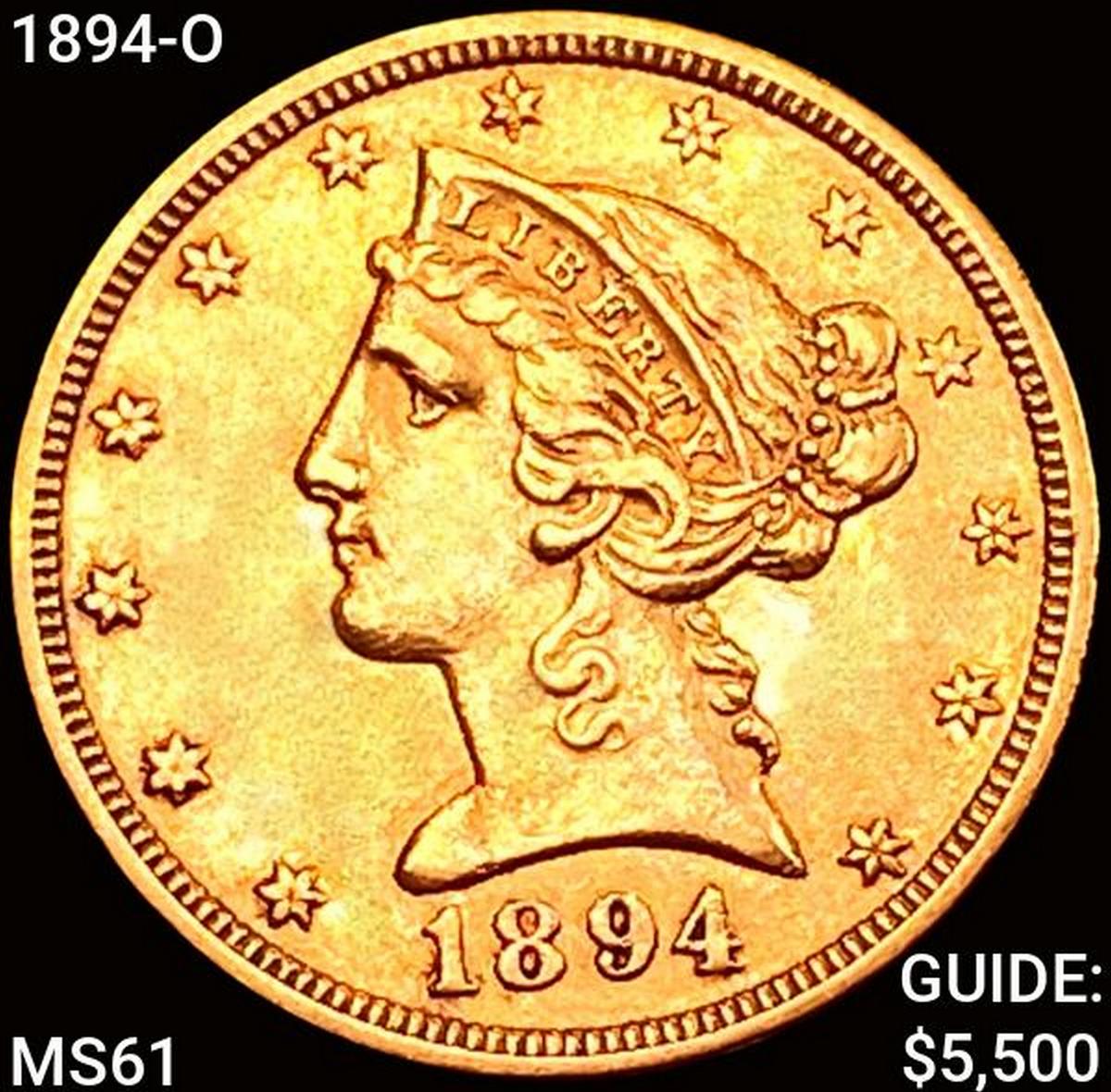 1894-O $5 Gold Half Eagle UNCIRCULATED