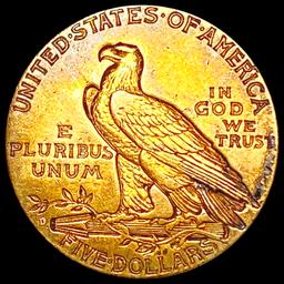 1909-D $5 Gold Half Eagle NEARLY UNCIRCULATED