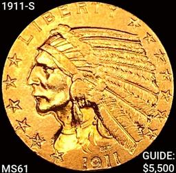 1911-S $5 Gold Half Eagle UNCIRCULATED