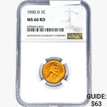 1950-D Wheat Cent NGC MS66 RD