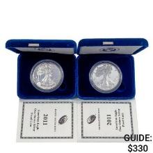 2011 US 1oz Silver Eagle Proof Coins [2 Coins]