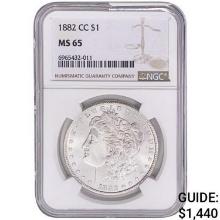 1882-CC Morgan Silver Dollar NGC MS65