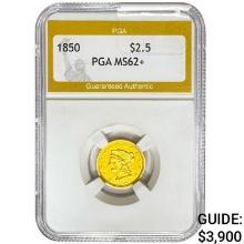 1850 $2.50 Gold Quarter Eagle PGA MS62+