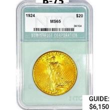 1924 $20 Gold Double Eagle NTC MS65