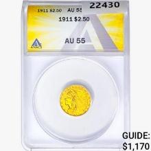 1911 $2.50 Gold Quarter Eagle ANACS AU55