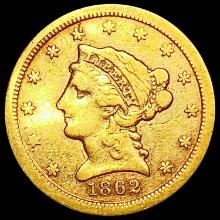 1862-S $2.50 Gold Quarter Eagle LIGHTLY CIRCULATED