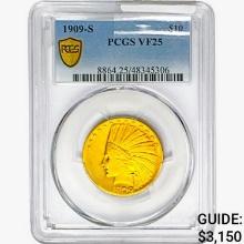 1909-S $10 Gold Eagle PCGS VF25