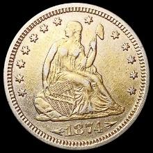 1874-S Seated Liberty Quarter CLOSELY UNCIRCULATED