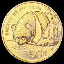 1987 China Gold Panda 1/2oz .999 SUPERB GEM BU