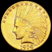 1914-D $10 Gold Eagle CLOSELY UNCIRCULATED