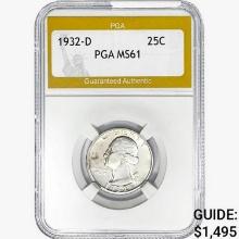 1932-D Washington Silver Quarter PGA MS61