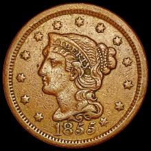 1855 Braided Hair Cent LIGHTLY CIRCULATED