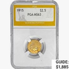 1915 $2.50 Gold Quarter Eagle PGA MS63