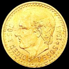1948 Mexico .0603oz Gold 2 1/2 Pesos UNCIRCULATED