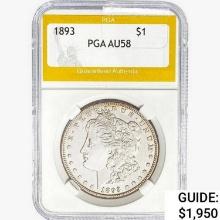 1893 Morgan Silver Dollar PGA AU58