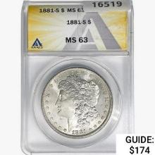 1881-S Morgan Silver Dollar ANACS MS63