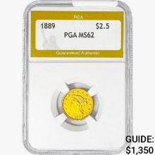 1889 $2.50 Gold Quarter Eagle PGA MS62
