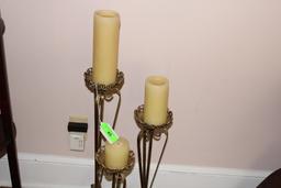 3 Brass or Brass Style Candle Holders