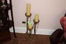 3 Brass or Brass Style Candle Holders