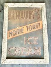 Rare & Early Hawk?s Ice Cream Punched Metal Sign