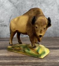 Antique Chalkware Bison Buffalo Figure