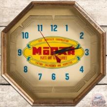 Mopar Parts and Accessories Chrysler Corporation Lighted Octagon Advertising Clock w/ Logo