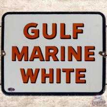 Gulf Marine White SS Porcelain Gas Pump Plate Sign
