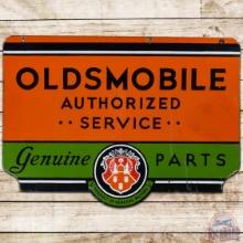 Early Oldsmobile Authorized Service GM Parts DS Porcelain Sign w/ Crest Logo