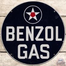 Benzol Gas SS Tin Pump Plate Sign w/ Star Logo
