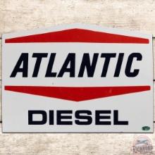 Atlantic Diesel Die Cut SS Porcelain Gas Pump Plate Sign