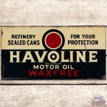 1935 Havoline Wax Free Motor Oil DS Tin Sign