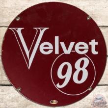Velvet 98 SS Porcelain Gas Pump Plate Sign