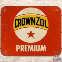 Crown Oil Gas Premium SS Tin Pump Plate Sign w/ Logo
