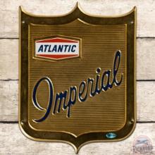 Atlantic Imperial Emb. SS Tin Gas Pump Plate Sign "Small"
