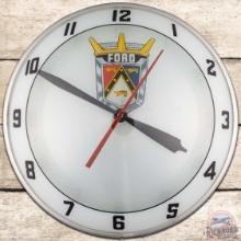 Ford Automobiles w/ Crest Logo 15" Double Bubble Advertising Clock