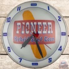 Pioneer Hybrid Seed Corn 15" Double Bubble Advertising Clock Rare Version