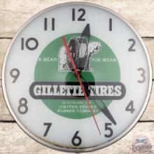 Gillette Tires A Bear for Wear 15" Advertising Clock w/ Bear & Tire