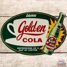Sundrop Drink Golden Cola Die Cut Embossed SS Tin Sign w/ Bottle