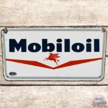 Mobiloil Gasoline SS Porcelain Pump Plate Sign w/ Pegasus