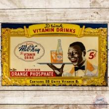 Scarce Mil-kay The Vitamin Drink Embossed SS Tin Sign w/ Waiter & Bottle