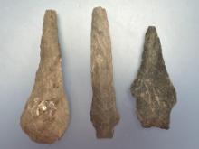 x3 Drills, Tools, Chert, Longest is 3 1/8", Found in Jim Thorpe Area in Pennsylvania